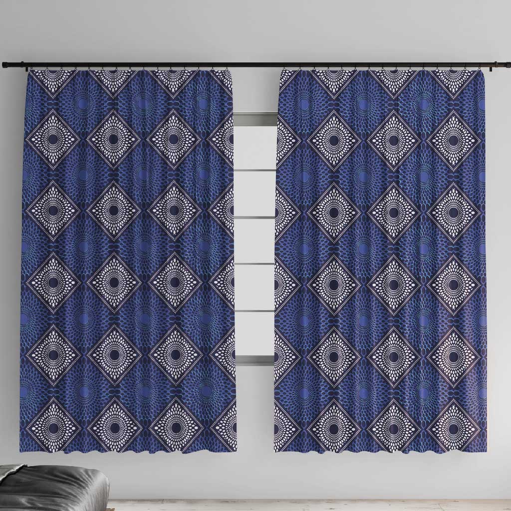 Indigo Diamond African Ankara Pattern Window Curtain