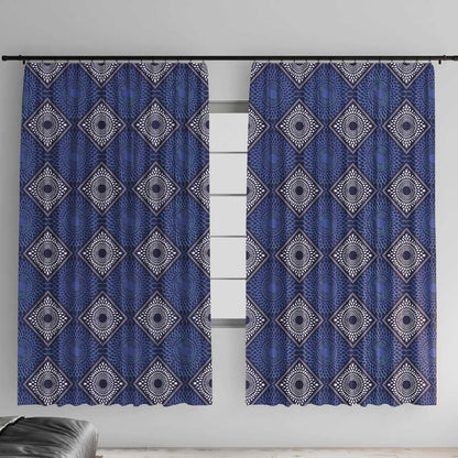 Indigo Diamond African Ankara Pattern Window Curtain