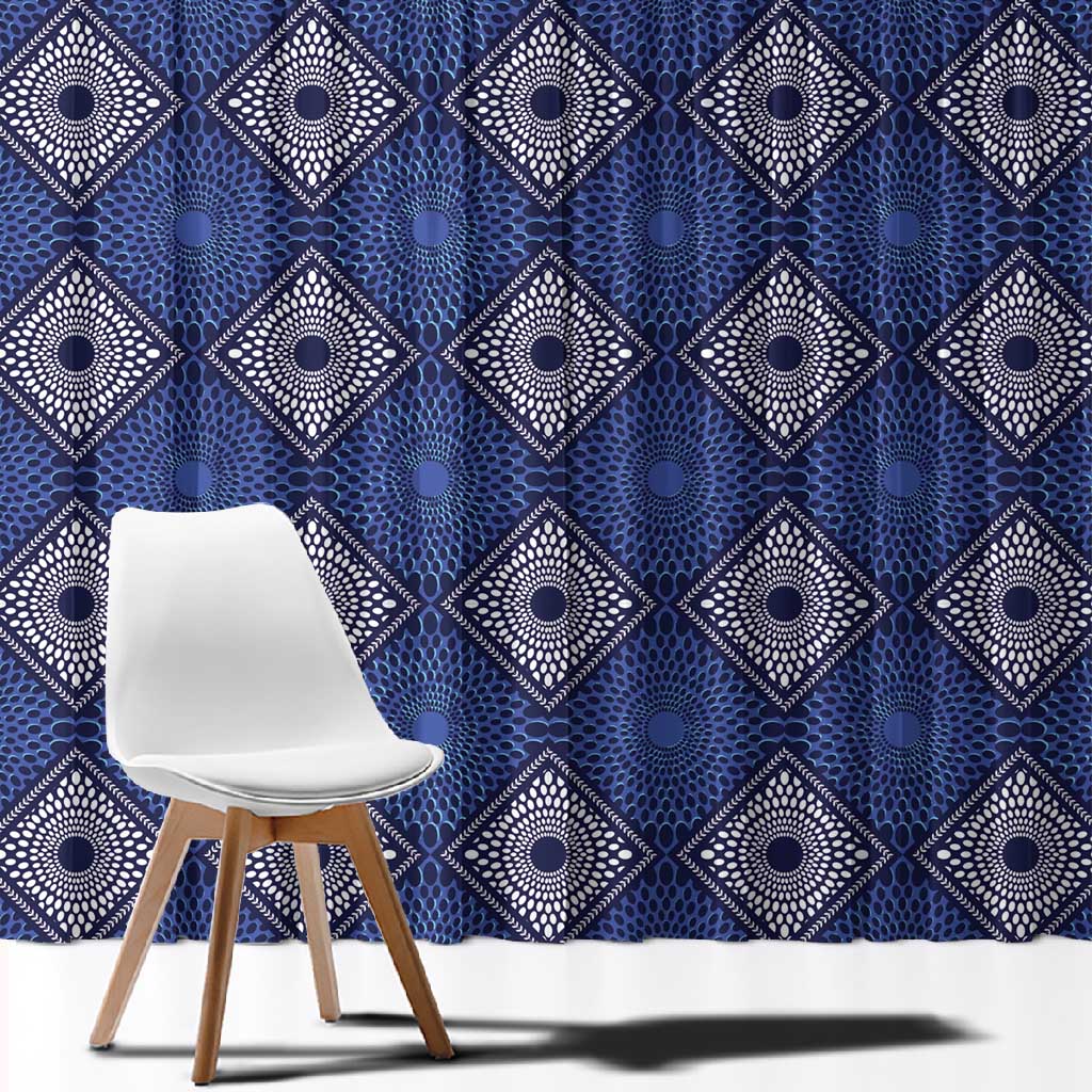 Indigo Diamond African Ankara Pattern Window Curtain