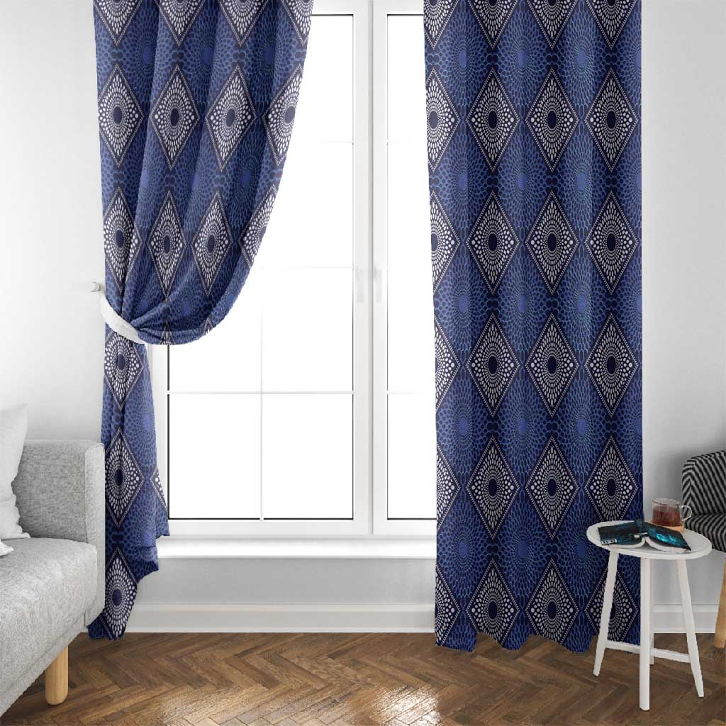 Indigo Diamond African Ankara Pattern Window Curtain