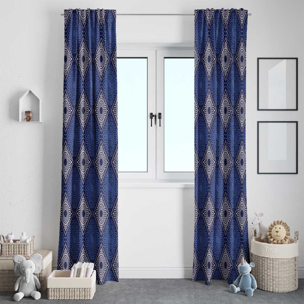Indigo Diamond African Ankara Pattern Window Curtain