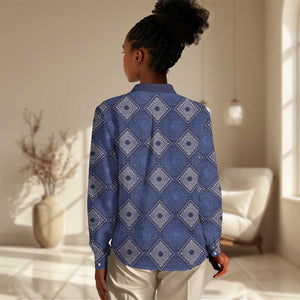 Indigo Diamond African Ankara Pattern Women Casual Shirt