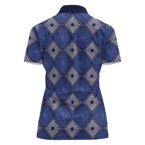 Indigo Diamond African Ankara Pattern Women Polo Shirt