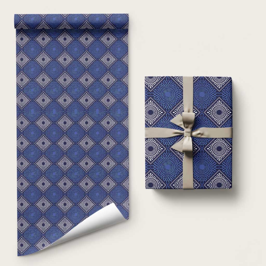 Indigo Diamond African Ankara Pattern Wrapping Paper