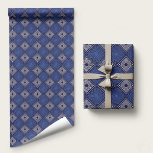 Indigo Diamond African Ankara Pattern Wrapping Paper
