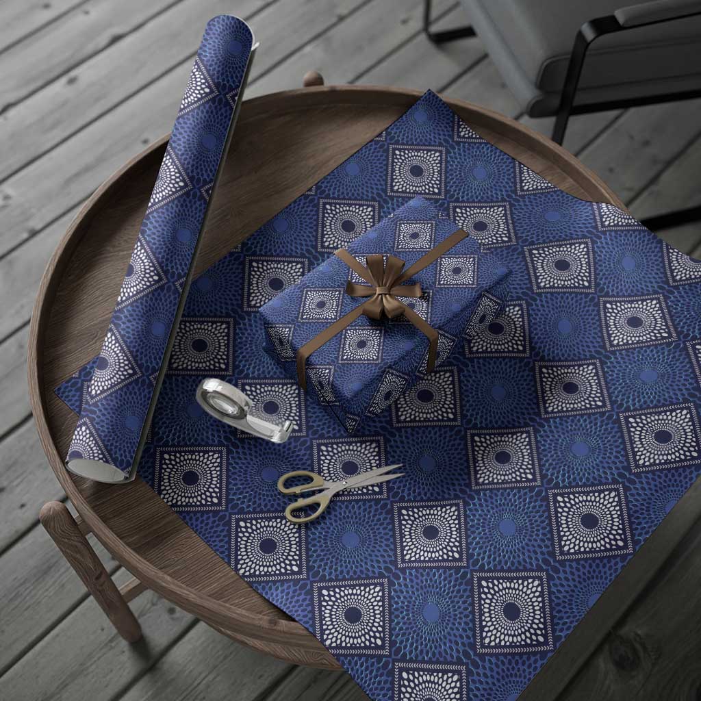Indigo Diamond African Ankara Pattern Wrapping Paper