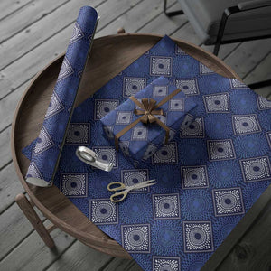 Indigo Diamond African Ankara Pattern Wrapping Paper