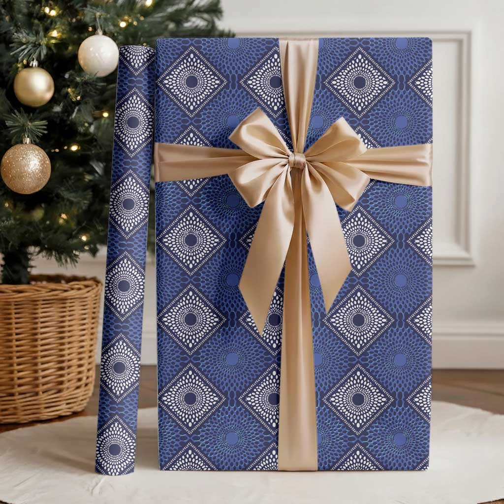 Indigo Diamond African Ankara Pattern Wrapping Paper