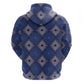 Indigo Diamond African Ankara Pattern Zip Hoodie