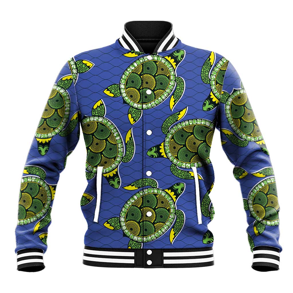 Emerald Turtle African Ankara Pattern Baseball Jacket