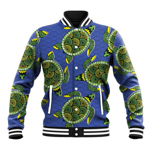 Emerald Turtle African Ankara Pattern Baseball Jacket