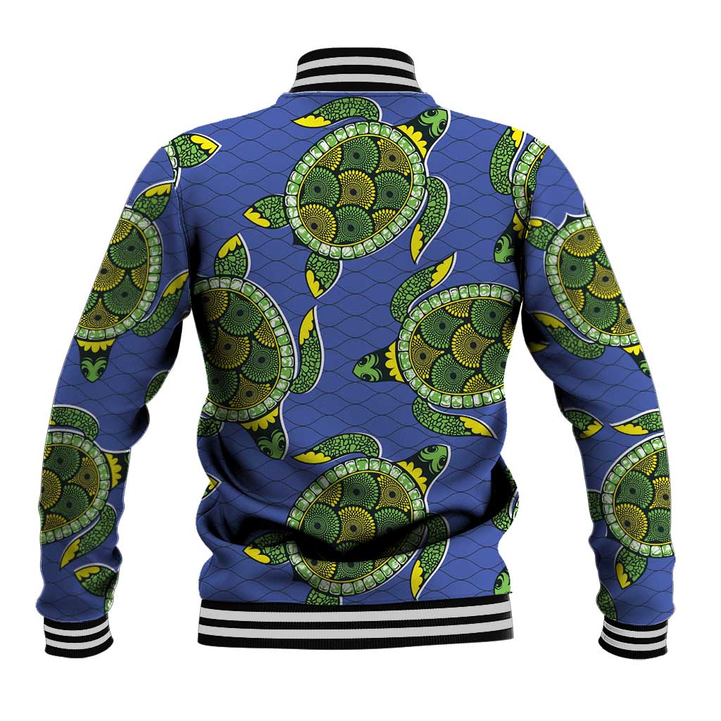 Emerald Turtle African Ankara Pattern Baseball Jacket