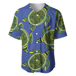 Emerald Turtle African Ankara Pattern Baseball Jersey