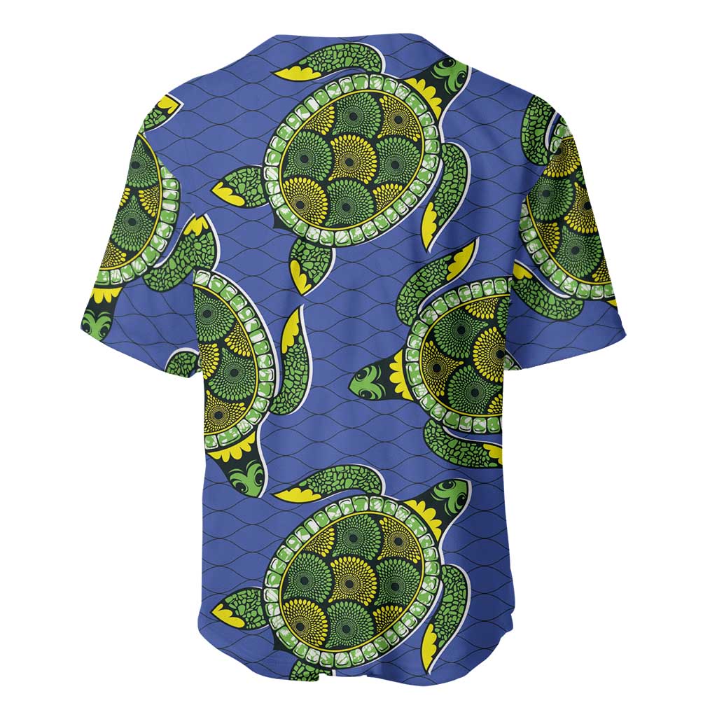 Emerald Turtle African Ankara Pattern Baseball Jersey