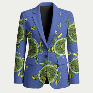 Emerald Turtle African Ankara Pattern Blazer
