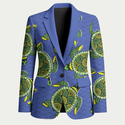 Emerald Turtle African Ankara Pattern Blazer