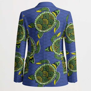 Emerald Turtle African Ankara Pattern Blazer