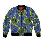 Emerald Turtle African Ankara Pattern Bomber Jacket
