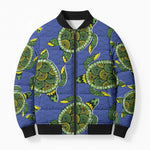 Emerald Turtle African Ankara Pattern Bomber Puffer Jacket