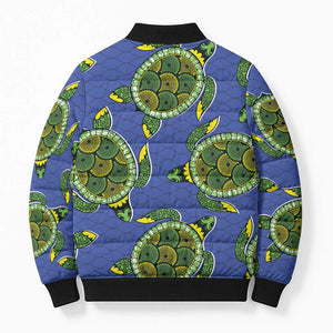 Emerald Turtle African Ankara Pattern Bomber Puffer Jacket