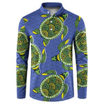 Emerald Turtle African Ankara Pattern Button Sweatshirt