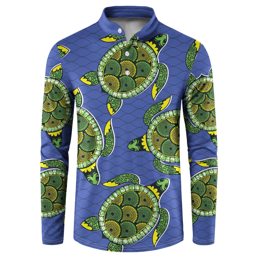 Emerald Turtle African Ankara Pattern Button Sweatshirt