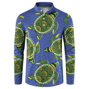 Emerald Turtle African Ankara Pattern Button Sweatshirt