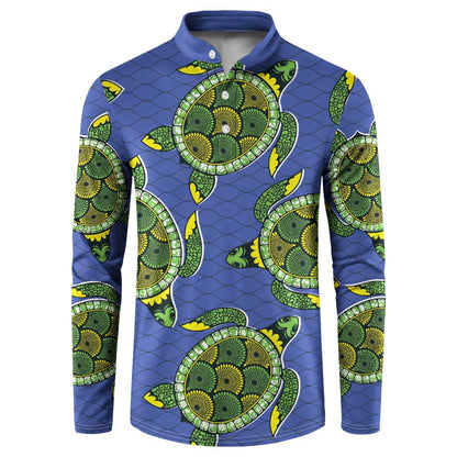 Emerald Turtle African Ankara Pattern Button Sweatshirt