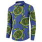 Emerald Turtle African Ankara Pattern Button Sweatshirt