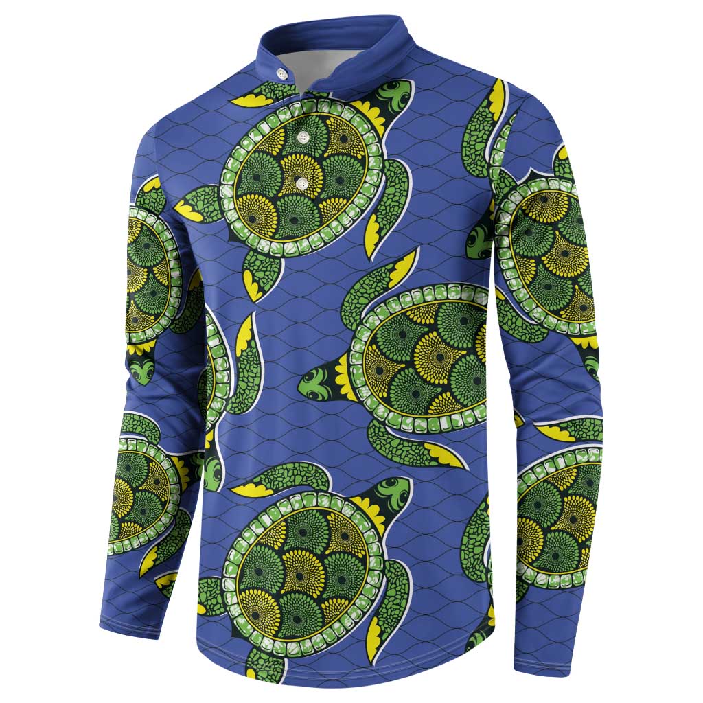 Emerald Turtle African Ankara Pattern Button Sweatshirt