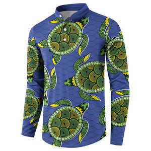 Emerald Turtle African Ankara Pattern Button Sweatshirt