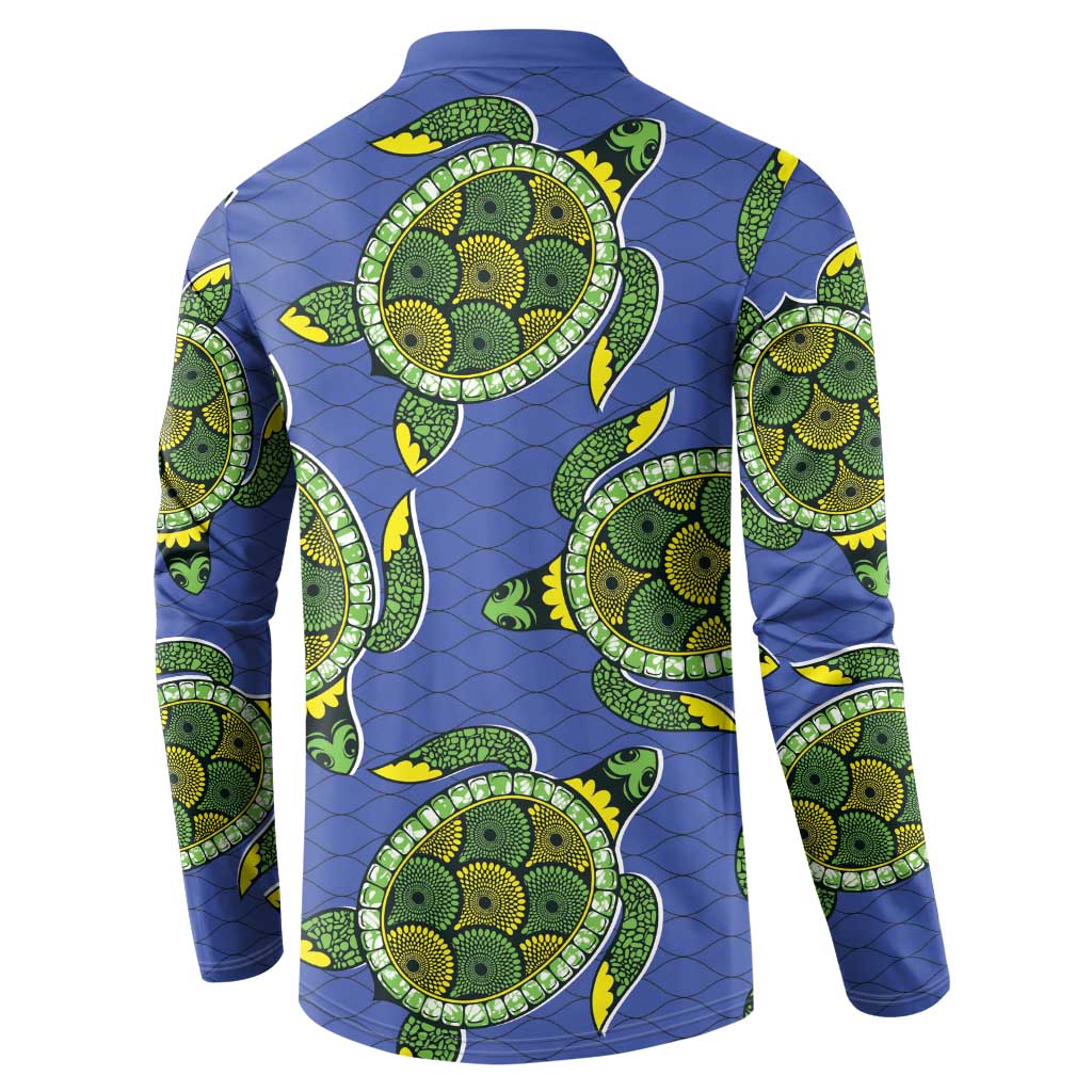 Emerald Turtle African Ankara Pattern Button Sweatshirt