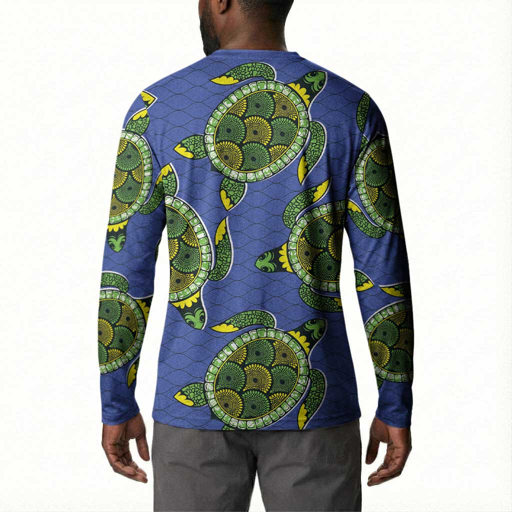 Emerald Turtle African Ankara Pattern Button Sweatshirt