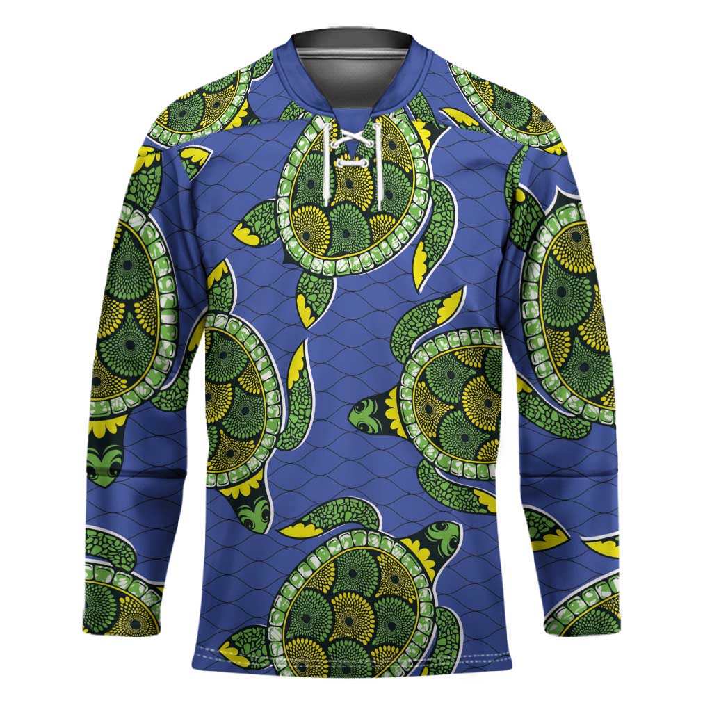 Emerald Turtle African Ankara Pattern Hockey Jersey