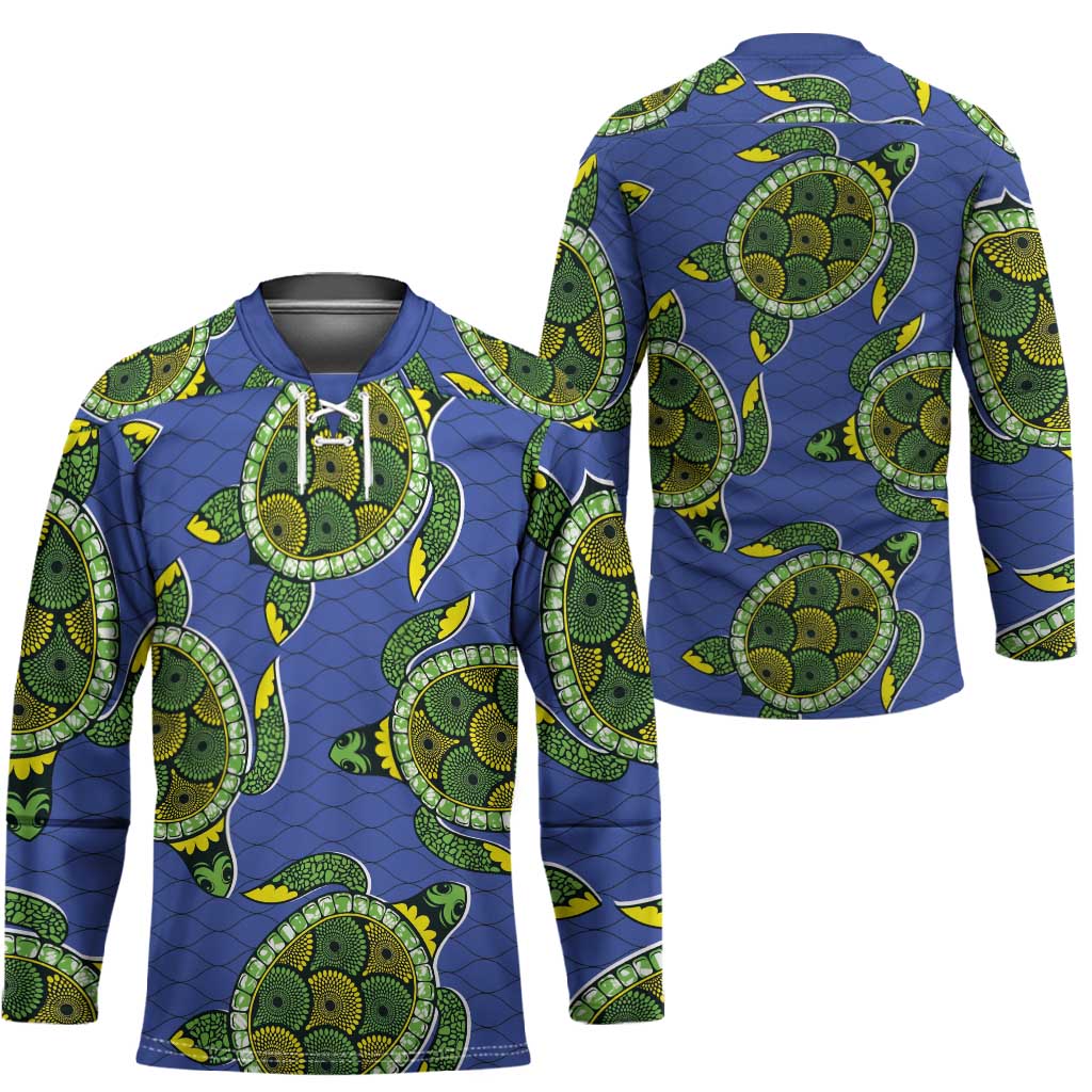 Emerald Turtle African Ankara Pattern Hockey Jersey