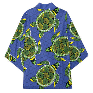 Emerald Turtle African Ankara Pattern Kimono
