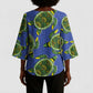 Emerald Turtle African Ankara Pattern Kimono Sleeve Blouse