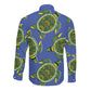 Emerald Turtle African Ankara Pattern Long Sleeve Button Shirt