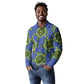 Emerald Turtle African Ankara Pattern Long Sleeve Polo Shirt