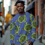 Emerald Turtle African Ankara Pattern Long Sleeve Shirt