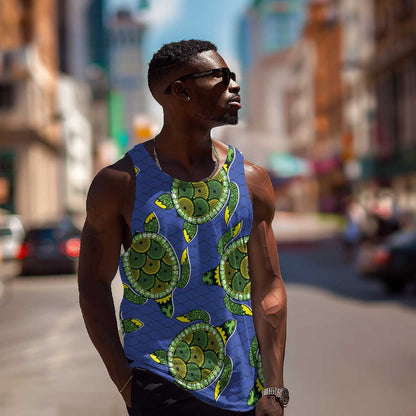 Emerald Turtle African Ankara Pattern Men Tank Top