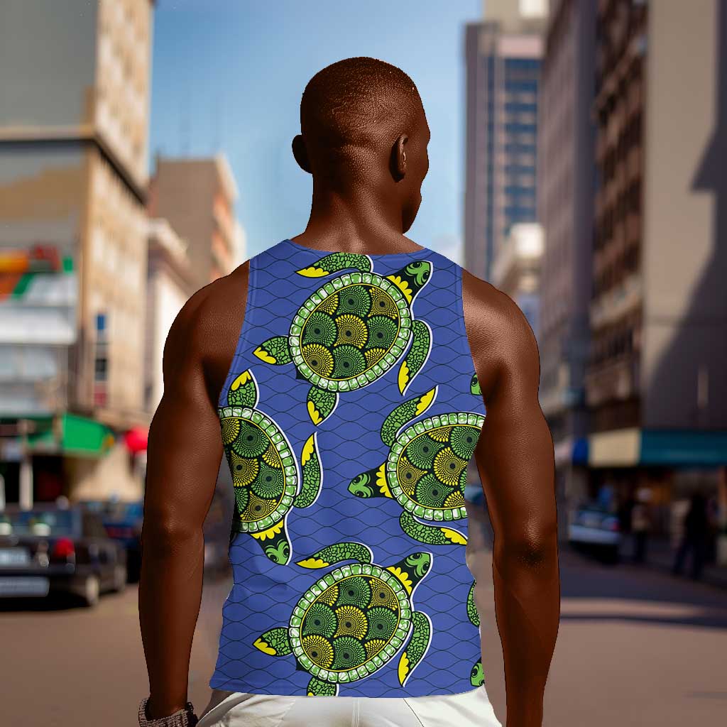 Emerald Turtle African Ankara Pattern Men Tank Top