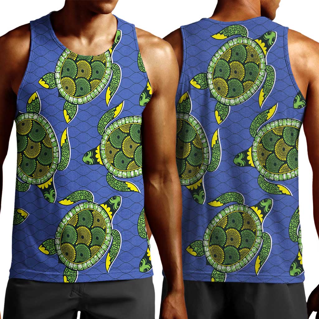Emerald Turtle African Ankara Pattern Men Tank Top