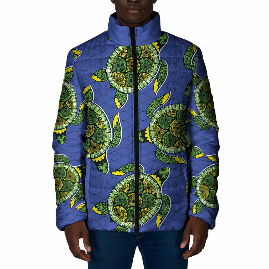 Emerald Turtle African Ankara Pattern Padded Jacket
