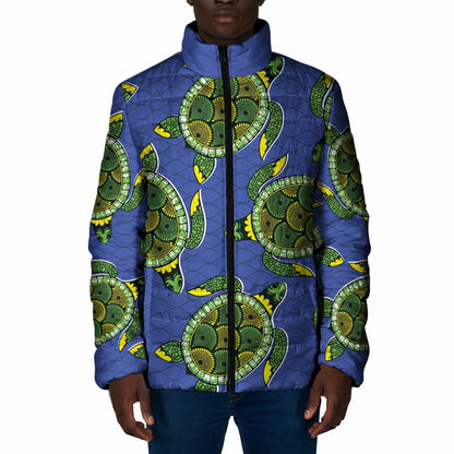 Emerald Turtle African Ankara Pattern Padded Jacket