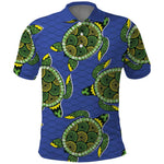 Emerald Turtle African Ankara Pattern Polo Shirt