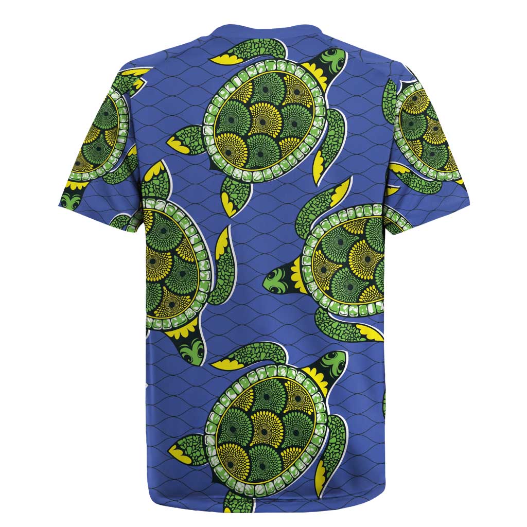 Emerald Turtle African Ankara Pattern Rugby Jersey