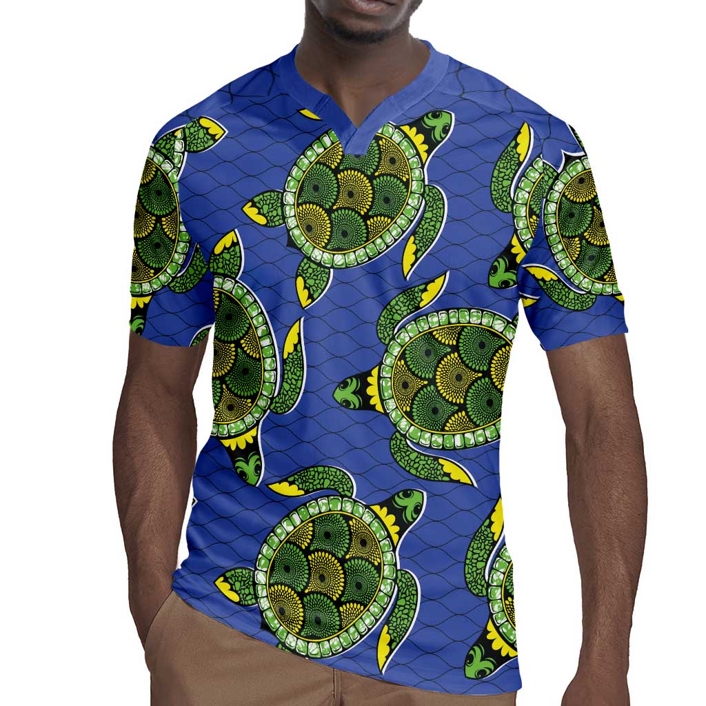 Emerald Turtle African Ankara Pattern Rugby Jersey