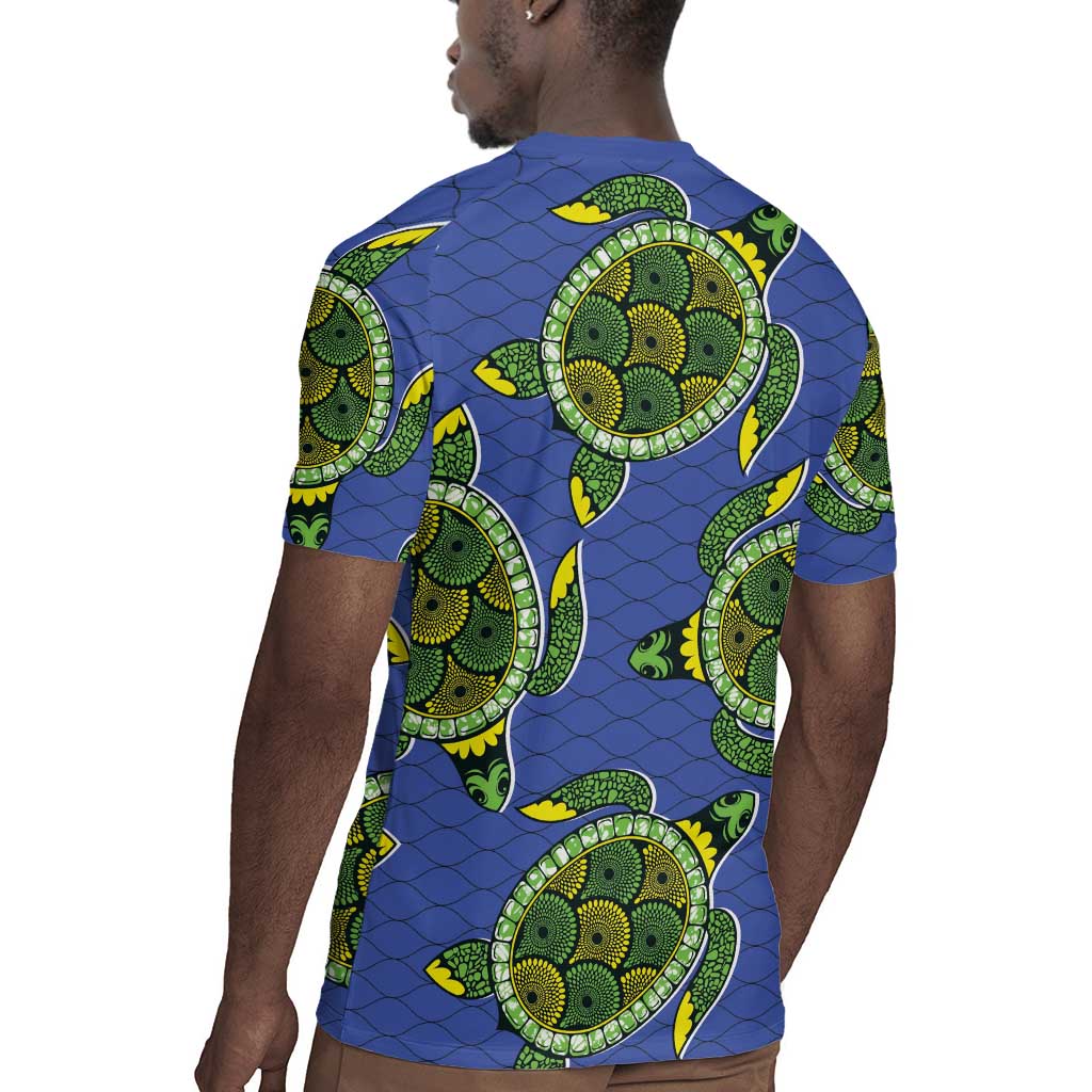 Emerald Turtle African Ankara Pattern Rugby Jersey
