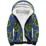 Emerald Turtle African Ankara Pattern Sherpa Hoodie